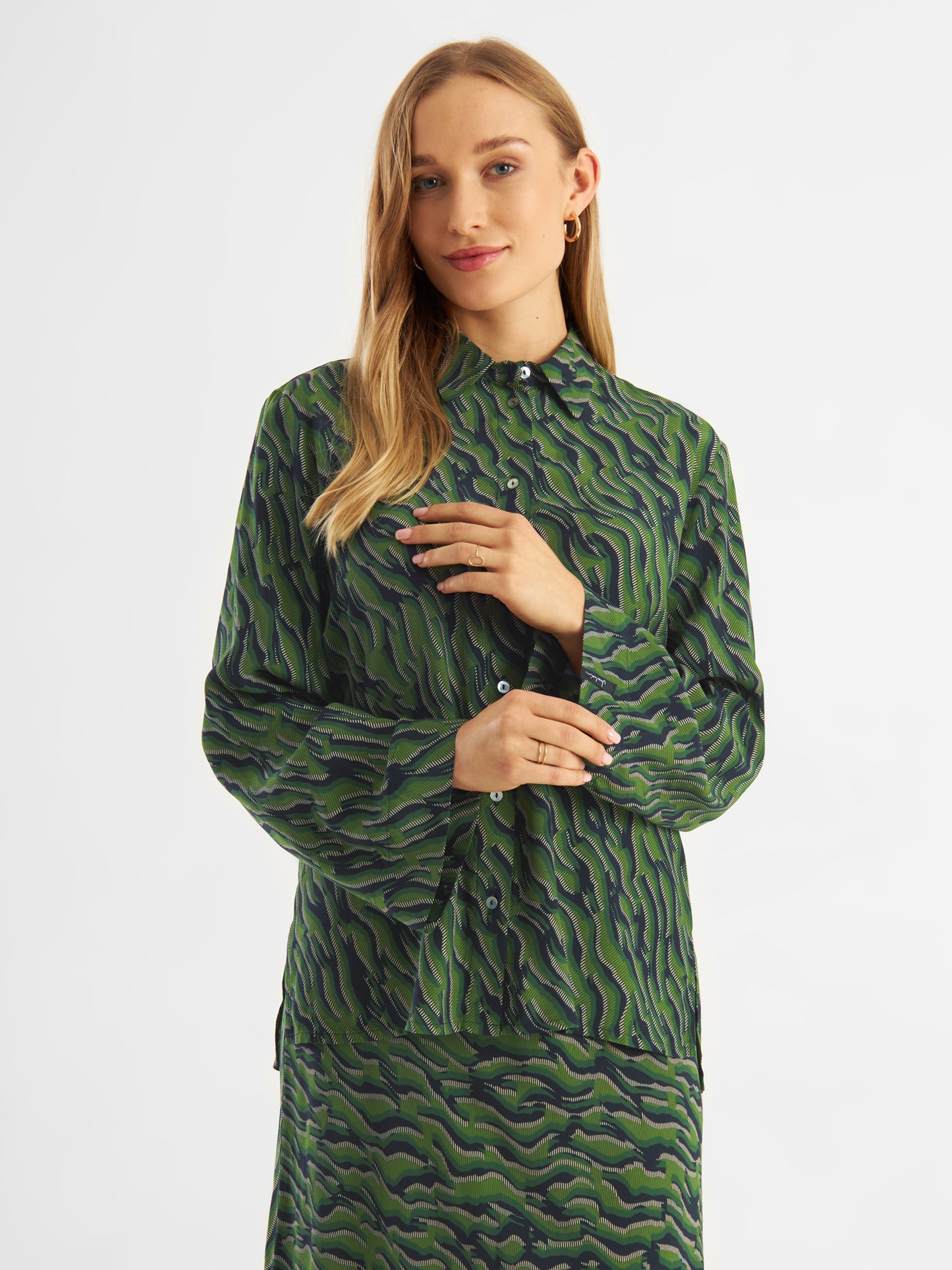 Printed Shirt New Wide Button Oasis